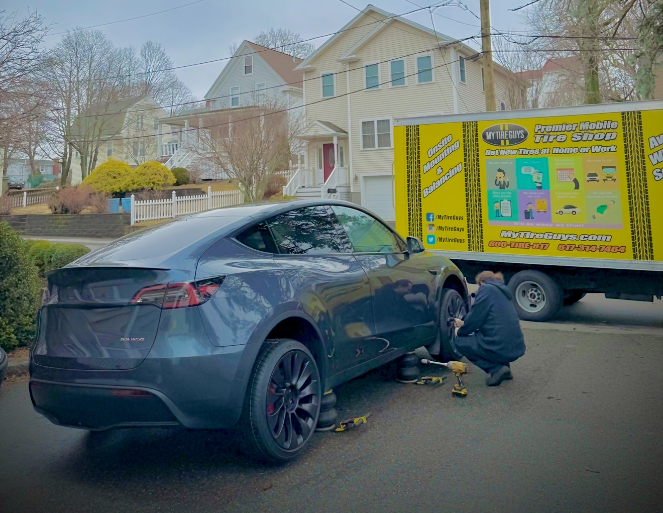Mobile Tire Replacement for Tesla Model Y in Newton MA